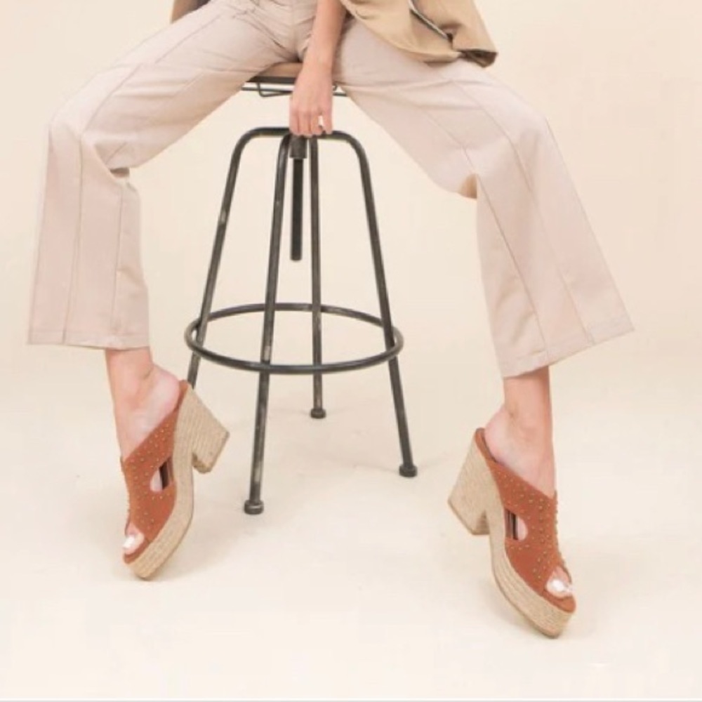 Miim “Ada” Studded Notch Platform Heels